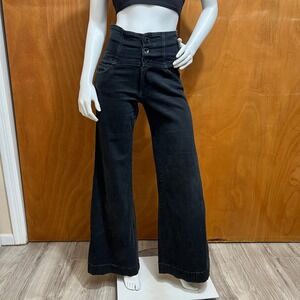Old Navy Y2K High Waisted Flare Jeans Black Women's Size 1 Corset Waist 2007